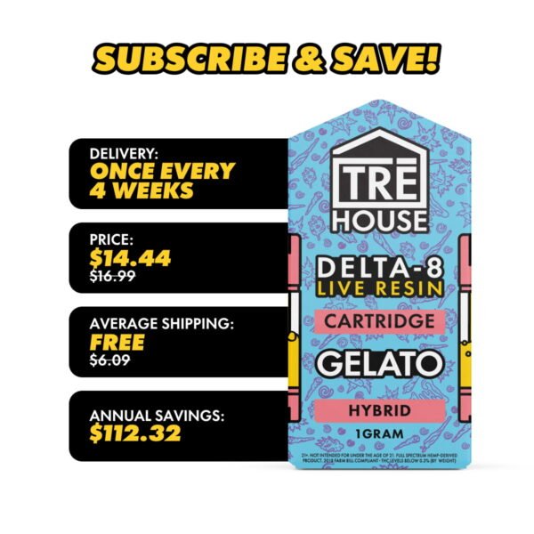 Live Resin Delta 8 Cartridge – Gelato – Hybrid 1g - Image 2