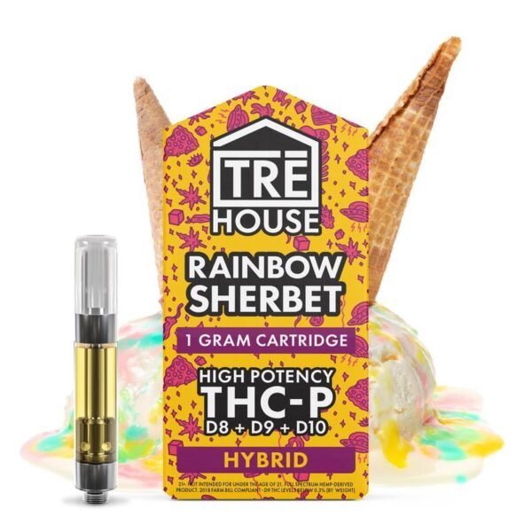 THC-P Cartridge + D8 + D9 + D10 – Rainbow Sherbet – Hybrid 1g